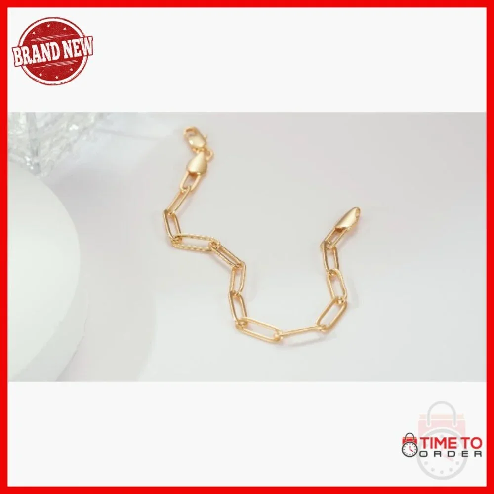 14K Gold Plated Paperclip Chain Bracelet Lobster Clasp 6.5-9in Stackable
